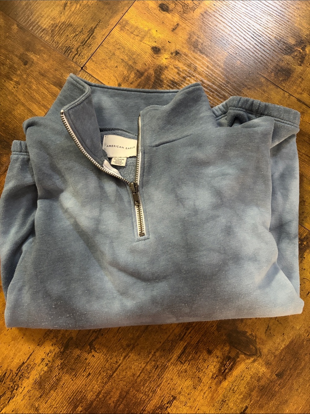 American Eagle Outfitters Women’s Dusty Blue Cropped Half-Zip Pullover Sweater